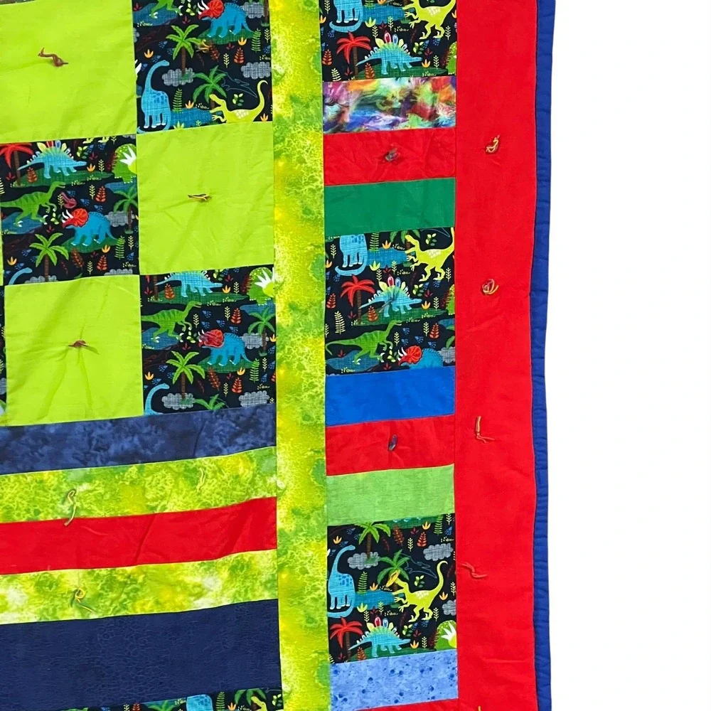 Dinosaur Patchwork‎ Twin Quilt 60x80 Colorful Kids Bedding